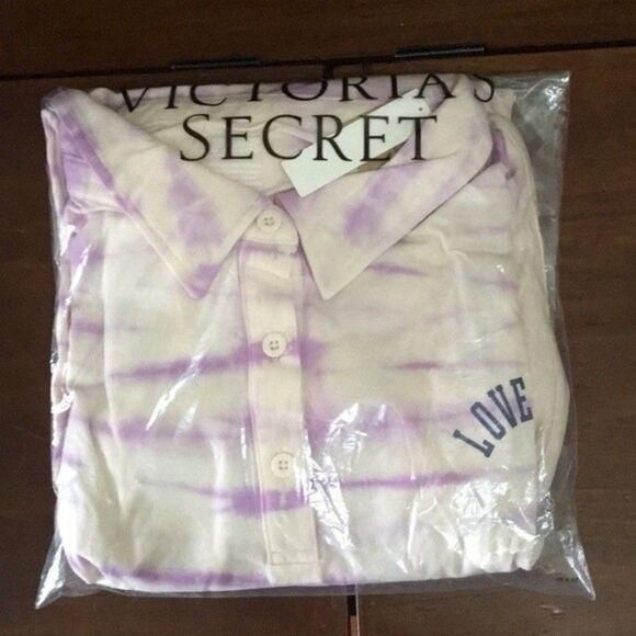 NWT VICTORIA'S SECRET PINK TIE DYE LONG SLEEVE VARSITY POLO T-SHIRT DRESS XXL - Picture 10 of 13